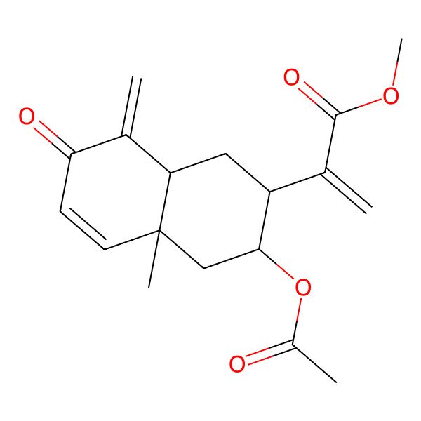 2D Structure of methyl 2-[(2R,3R,4aR,8aR)-3-acetyloxy-4a-methyl-8-methylidene-7-oxo-2,3,4,8a-tetrahydro-1H-naphthalen-2-yl]prop-2-enoate