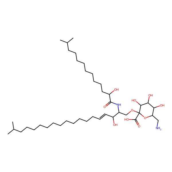 2D Structure of 6-(aminomethyl)-3,4,5-trihydroxy-2-[(E)-3-hydroxy-2-[(2-hydroxy-12-methyltridecanoyl)amino]-18-methylnonadec-4-enoxy]oxane-2-carboxylic acid