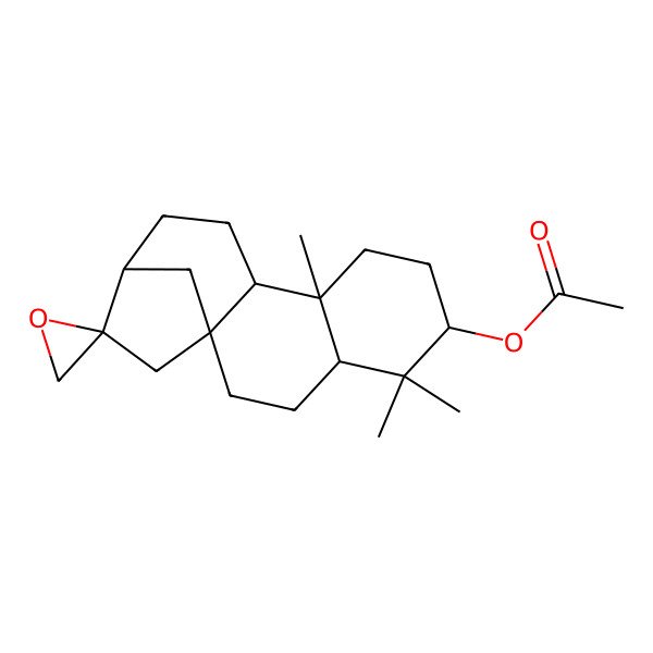 2D Structure of [(1'S,2R,4'S,6'R,9'S,10'R,13'R)-5',5',9'-trimethylspiro[oxirane-2,14'-tetracyclo[11.2.1.01,10.04,9]hexadecane]-6'-yl] acetate