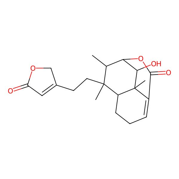 2D Structure of 10-hydroxy-9,11,12-trimethyl-12-[2-(5-oxo-2H-furan-3-yl)ethyl]-2-oxatricyclo[6.2.2.04,9]dodec-4-en-3-one