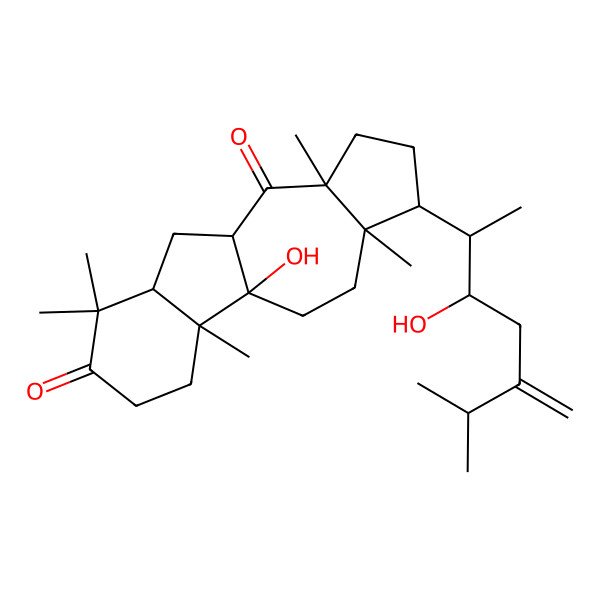 2D Structure of 10-Hydroxy-6-(3-hydroxy-6-methyl-5-methylideneheptan-2-yl)-3,7,11,15,15-pentamethyltetracyclo[8.7.0.03,7.011,16]heptadecane-2,14-dione