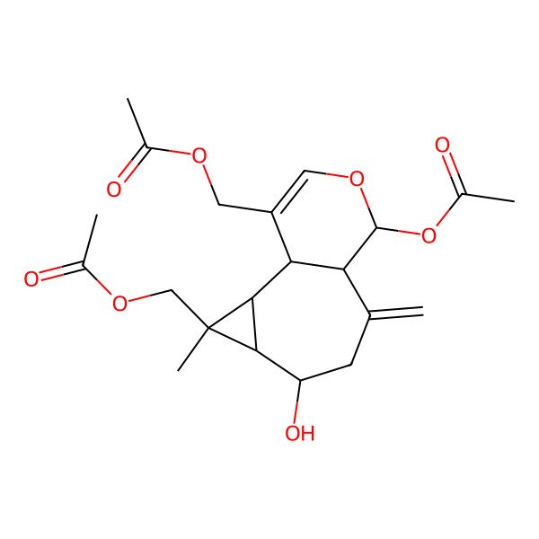 2D Structure of [(1R,2R,4S,5R,8R,9R)-9-acetyloxy-3-(acetyloxymethyl)-5-hydroxy-3-methyl-7-methylidene-10-oxatricyclo[6.4.0.02,4]dodec-11-en-12-yl]methyl acetate