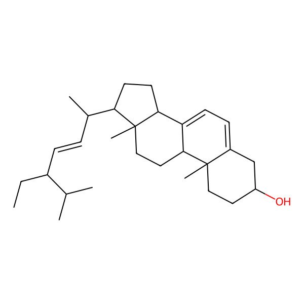 2D Structure of 17-(5-ethyl-6-methylhept-3-en-2-yl)-10,13-dimethyl-2,3,4,9,11,12,14,15,16,17-decahydro-1H-cyclopenta[a]phenanthren-3-ol