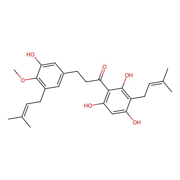 2D Structure of 3,2',4',6'-Tetrahydroxy-4-methoxy-3',5-diprenyldihydrochalcone