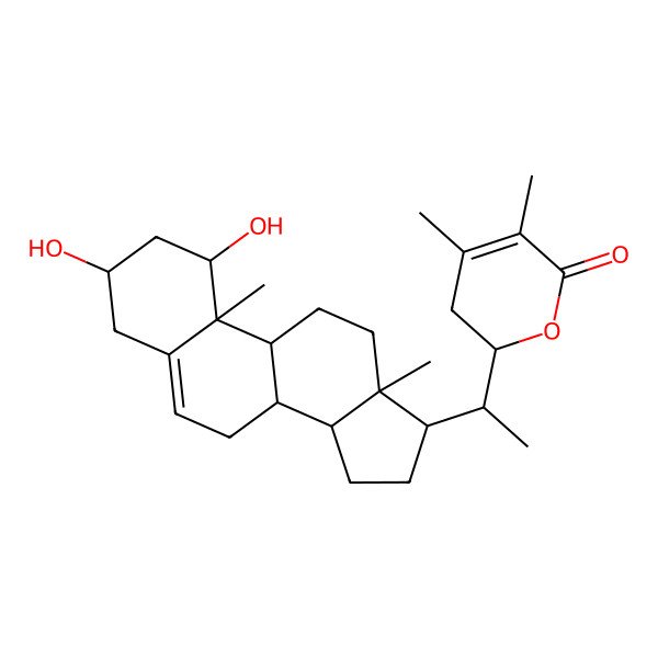 2D Structure of (2R)-2-[(1S)-1-[(1S,3R,8S,9S,10R,13S,14S,17R)-1,3-dihydroxy-10,13-dimethyl-2,3,4,7,8,9,11,12,14,15,16,17-dodecahydro-1H-cyclopenta[a]phenanthren-17-yl]ethyl]-4,5-dimethyl-2,3-dihydropyran-6-one