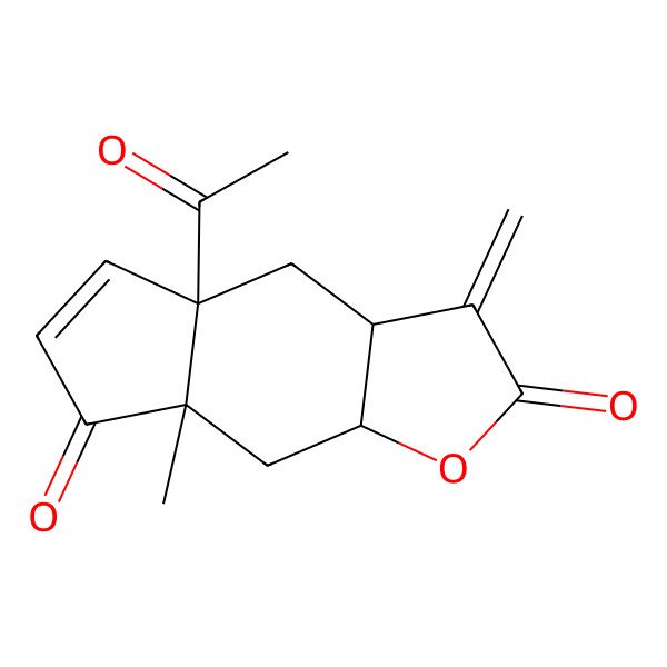 2D Structure of (3aR,4aS,7aR,8aR)-4a-acetyl-7a-methyl-3-methylidene-3a,4,8,8a-tetrahydrocyclopenta[f][1]benzofuran-2,7-dione