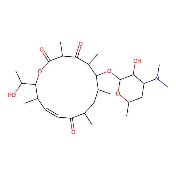 2D Structure of (3R,5R,6S,7S,9R,11E,13R,14S)-6-[(2R,3R,4S,6R)-4-(dimethylamino)-3-hydroxy-6-methyloxan-2-yl]oxy-14-[(1R)-1-hydroxyethyl]-3,5,7,9,13-pentamethyl-1-oxacyclotetradec-11-ene-2,4,10-trione