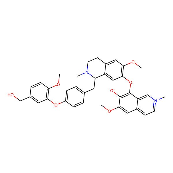 2D Structure of 8-[[1-[[4-[5-(hydroxymethyl)-2-methoxyphenoxy]phenyl]methyl]-6-methoxy-2-methyl-3,4-dihydro-1H-isoquinolin-7-yl]oxy]-6-methoxy-2-methylisoquinolin-2-ium-7-olate
