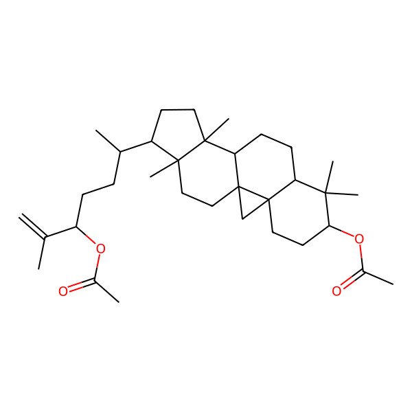 2D Structure of [(1S,3R,6S,8R,11S,12S,15R,16R)-15-[(2S,5R)-5-acetyloxy-6-methylhept-6-en-2-yl]-7,7,12,16-tetramethyl-6-pentacyclo[9.7.0.01,3.03,8.012,16]octadecanyl] acetate