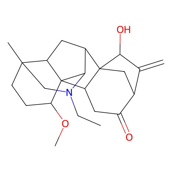 2D Structure of (1S,2R,5R,7R,8S,9S,10S,13S,16S,17R)-11-ethyl-7-hydroxy-16-methoxy-13-methyl-6-methylidene-11-azahexacyclo[7.7.2.15,8.01,10.02,8.013,17]nonadecan-4-one