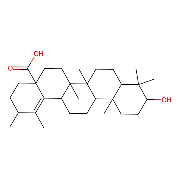 2D Structure of (2R,4aS,6aR,6aR,6bR,8aR,10S,12aR,14aS)-10-hydroxy-1,2,6a,6b,9,9,12a-heptamethyl-3,4,5,6,6a,7,8,8a,10,11,12,13,14,14a-tetradecahydro-2H-picene-4a-carboxylic acid