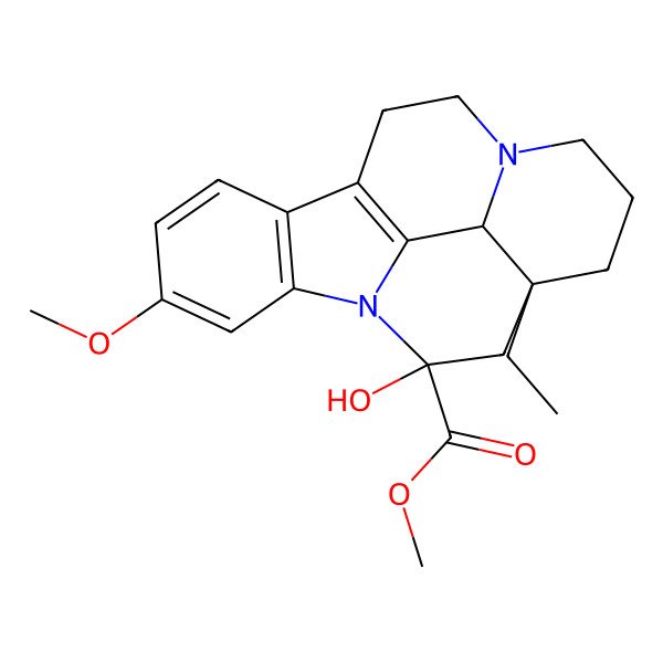 2D Structure of methyl (15S,17S,19S)-15-ethyl-17-hydroxy-4-methoxy-1,11-diazapentacyclo[9.6.2.02,7.08,18.015,19]nonadeca-2(7),3,5,8(18)-tetraene-17-carboxylate