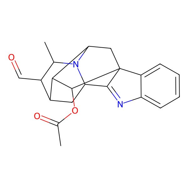 2D Structure of [(1R,10R,16S)-13-formyl-14-methyl-8,15-diazahexacyclo[14.2.1.01,9.02,7.010,15.012,17]nonadeca-2,4,6,8-tetraen-18-yl] acetate