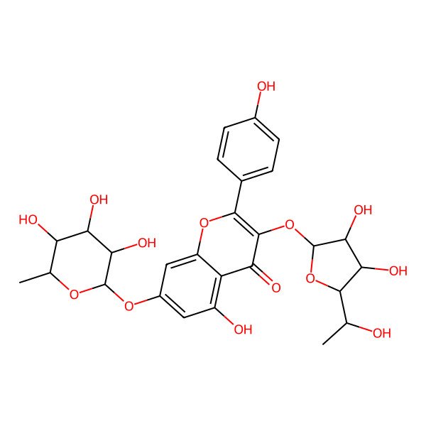 2D Structure of 3-[3,4-Dihydroxy-5-(1-hydroxyethyl)oxolan-2-yl]oxy-5-hydroxy-2-(4-hydroxyphenyl)-7-(3,4,5-trihydroxy-6-methyloxan-2-yl)oxychromen-4-one