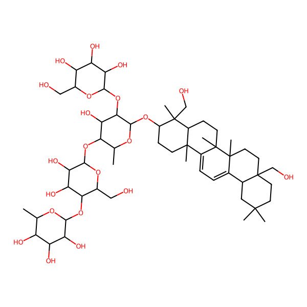 2D Structure of (2S,3R,4S,5S,6S)-2-[(2R,3S,4S,5R,6S)-6-[(2R,3R,4S,5R,6R)-6-[[(3S,4R,4aR,6aS,8aS,12aS,14bS)-4,8a-bis(hydroxymethyl)-4,6a,6b,11,11,14b-hexamethyl-1,2,3,4a,5,6,7,8,9,10,12,12a-dodecahydropicen-3-yl]oxy]-4-hydroxy-2-methyl-5-[(2S,3R,4S,5S,6R)-3,4,5-trihydroxy-6-(hydroxymethyl)oxan-2-yl]oxyoxan-3-yl]oxy-4,5-dihydroxy-2-(hydroxymethyl)oxan-3-yl]oxy-6-methyloxane-3,4,5-triol