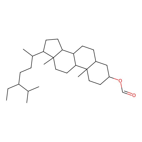 2D Structure of [(3S,5S,8S,9S,10S,13R,14S,17R)-17-[(2R,5R)-5-ethyl-6-methylheptan-2-yl]-10,13-dimethyl-2,3,4,5,6,7,8,9,11,12,14,15,16,17-tetradecahydro-1H-cyclopenta[a]phenanthren-3-yl] formate