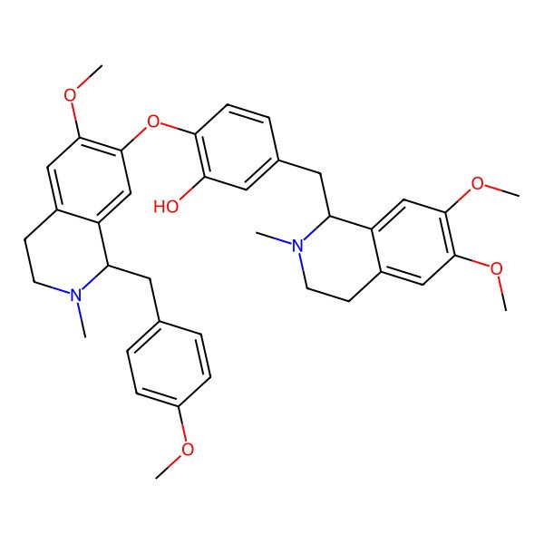 2D Structure of 5-[(6,7-dimethoxy-2-methyl-3,4-dihydro-1H-isoquinolin-1-yl)methyl]-2-[[6-methoxy-1-[(4-methoxyphenyl)methyl]-2-methyl-3,4-dihydro-1H-isoquinolin-7-yl]oxy]phenol