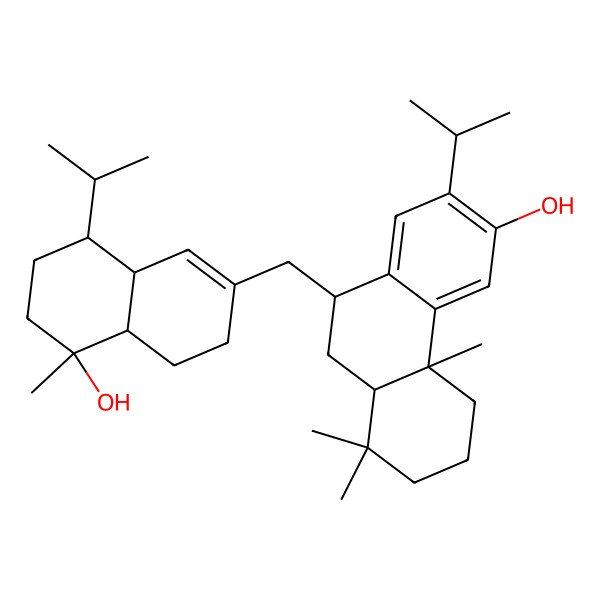 2D Structure of (4bS,8aS,10S)-10-[[(4aR,5R,8S,8aS)-5-hydroxy-5-methyl-8-propan-2-yl-4,4a,6,7,8,8a-hexahydro-3H-naphthalen-2-yl]methyl]-4b,8,8-trimethyl-2-propan-2-yl-5,6,7,8a,9,10-hexahydrophenanthren-3-ol