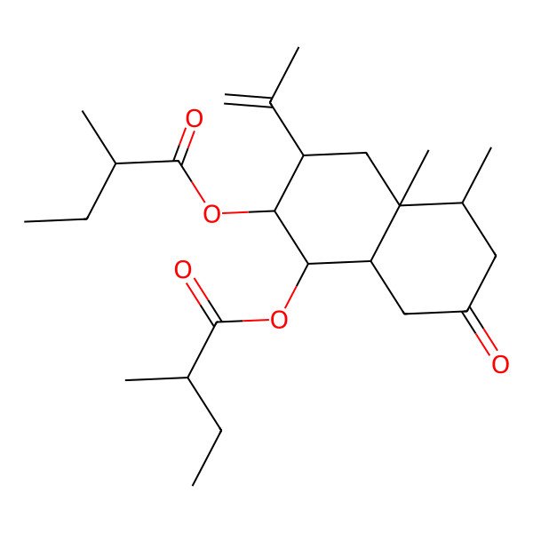 2D Structure of [(1S,2R,3R,4aR,5S,8aS)-4a,5-dimethyl-2-[(2R)-2-methylbutanoyl]oxy-7-oxo-3-prop-1-en-2-yl-1,2,3,4,5,6,8,8a-octahydronaphthalen-1-yl] (2R)-2-methylbutanoate
