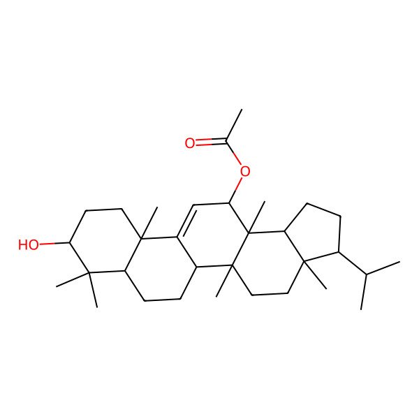 2D Structure of [(3R,3aR,5aR,5bR,7aR,9S,11aS,13S,13aS,13bR)-9-hydroxy-3a,5a,8,8,11a,13a-hexamethyl-3-propan-2-yl-1,2,3,4,5,5b,6,7,7a,9,10,11,13,13b-tetradecahydrocyclopenta[a]chrysen-13-yl] acetate