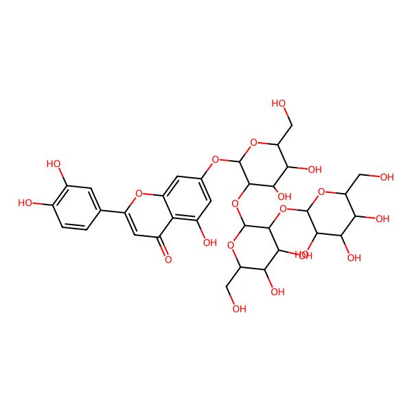 2D Structure of 7-[(2S,3S,4S,5S,6R)-3-[(2S,3R,4S,5S,6S)-4,5-dihydroxy-6-(hydroxymethyl)-3-[(2S,3R,4S,5S,6R)-3,4,5-trihydroxy-6-(hydroxymethyl)oxan-2-yl]oxyoxan-2-yl]oxy-4,5-dihydroxy-6-(hydroxymethyl)oxan-2-yl]oxy-2-(3,4-dihydroxyphenyl)-5-hydroxychromen-4-one