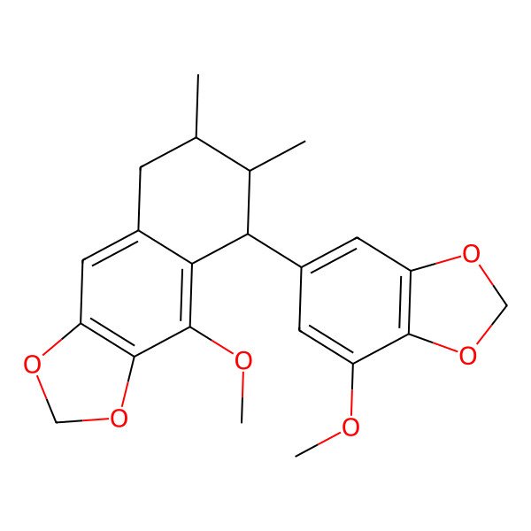 2D Structure of 4-Methoxy-5-(7-methoxy-1,3-benzodioxol-5-yl)-6,7-dimethyl-5,6,7,8-tetrahydrobenzo[f][1,3]benzodioxole