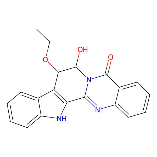 2D Structure of (11S,12R)-11-ethoxy-12-hydroxy-3,13,21-triazapentacyclo[11.8.0.02,10.04,9.015,20]henicosa-1(21),2(10),4,6,8,15,17,19-octaen-14-one