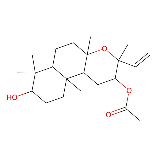 2D Structure of [(2R,3S,4aS,6aS,8R,10aR,10bS)-3-ethenyl-8-hydroxy-3,4a,7,7,10a-pentamethyl-2,5,6,6a,8,9,10,10b-octahydro-1H-benzo[f]chromen-2-yl] acetate