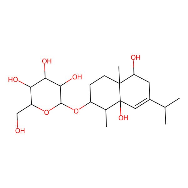 2D Structure of (2R,3R,4S,5S,6R)-2-[[(1R,4aR,5R,8aR)-5,8a-dihydroxy-1,4a-dimethyl-7-propan-2-yl-1,2,3,4,5,6-hexahydronaphthalen-2-yl]oxy]-6-(hydroxymethyl)oxane-3,4,5-triol