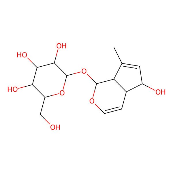 2D Structure of (2S,3R,4S,5S,6R)-2-[[(1S,4aR,5S,7aS)-5-hydroxy-7-methyl-1,4a,5,7a-tetrahydrocyclopenta[c]pyran-1-yl]oxy]-6-(hydroxymethyl)oxane-3,4,5-triol