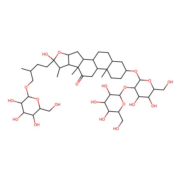 2D Structure of 16-[4,5-Dihydroxy-6-(hydroxymethyl)-3-[3,4,5-trihydroxy-6-(hydroxymethyl)oxan-2-yl]oxyoxan-2-yl]oxy-6-hydroxy-7,9,13-trimethyl-6-[3-methyl-4-[3,4,5-trihydroxy-6-(hydroxymethyl)oxan-2-yl]oxybutyl]-5-oxapentacyclo[10.8.0.02,9.04,8.013,18]icosan-10-one