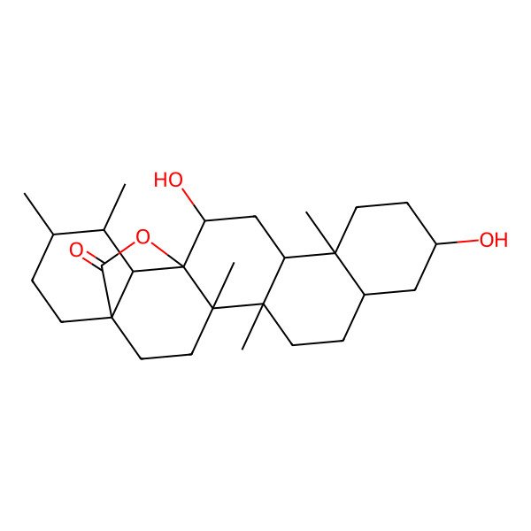 2D Structure of (1S,4S,5R,8S,10S,13S,14R,16R,17S,18R,19S,20R)-10,16-dihydroxy-4,5,13,19,20-pentamethyl-24-oxahexacyclo[15.5.2.01,18.04,17.05,14.08,13]tetracosan-23-one