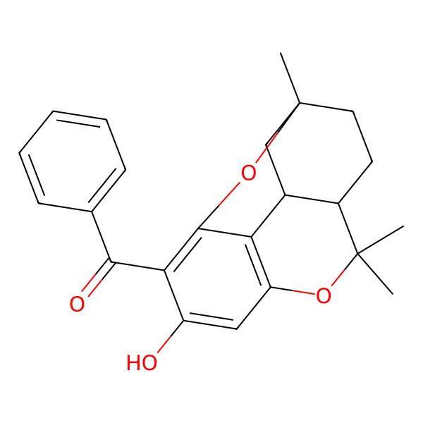 2D Structure of (9-Hydroxy-1,5,5-trimethyl-6,15-dioxatetracyclo[9.3.1.04,13.07,12]pentadeca-7(12),8,10-trien-10-yl)-phenylmethanone
