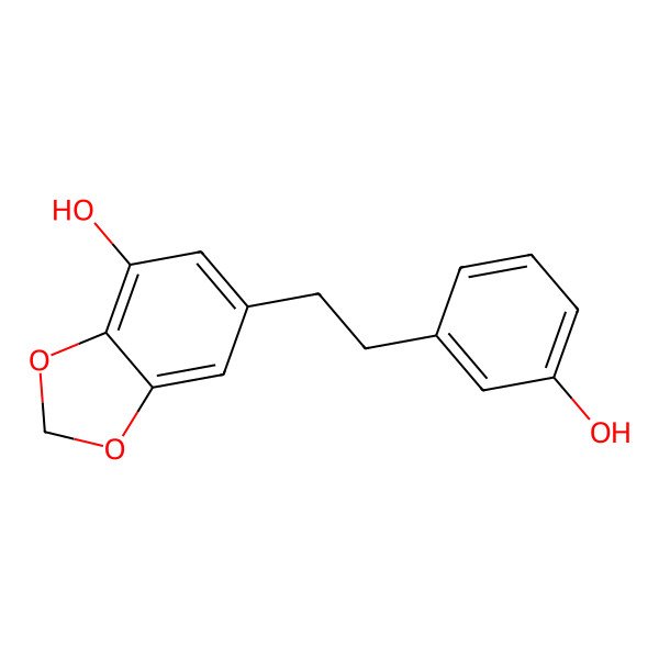 2D Structure of 3,3'-Dihydroxy-4,5-methylenedioxybibenzyl