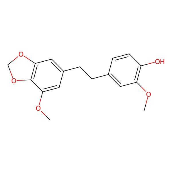 2D Structure of 3,3'-Dimethoxy-4,5-methylenedioxy-4'-hydroxybibenzyl