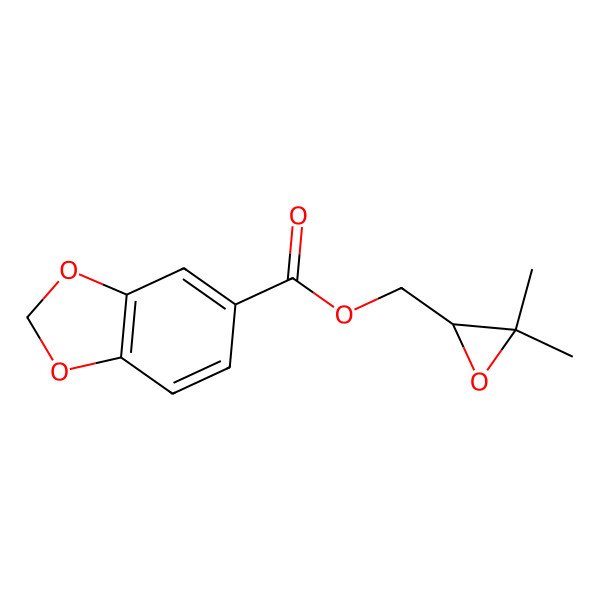 2D Structure of (3,3-Dimethyloxiran-2-yl)methyl 1,3-benzodioxole-5-carboxylate 2D Structure of (3,3-Dimethyloxiran-2-yl)methyl 1,3-benzodioxole-5-carboxylate