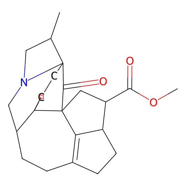 2D Structure of Methyl 2,6-dimethyl-20-oxo-8-azahexacyclo[11.5.1.11,5.02,10.05,8.016,19]icos-13(19)-ene-17-carboxylate