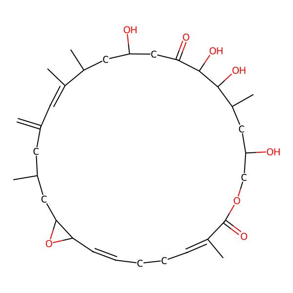 2D Structure of (1S,2Z,6Z,11R,13R,14S,15R,18S,20S,21Z,25R,27S)-11,14,15,18-tetrahydroxy-7,13,20,21,25-pentamethyl-23-methylidene-9,28-dioxabicyclo[25.1.0]octacosa-2,6,21-triene-8,16-dione