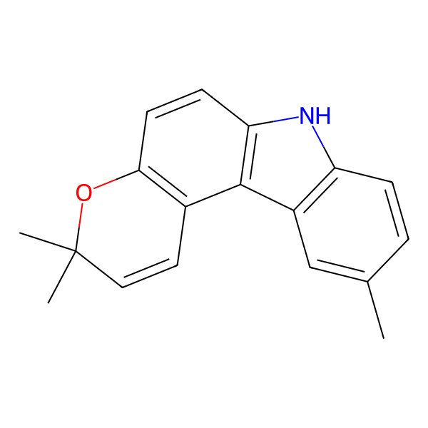 2D Structure of 3,3,10-trimethyl-7H-pyrano[2,3-c]carbazole