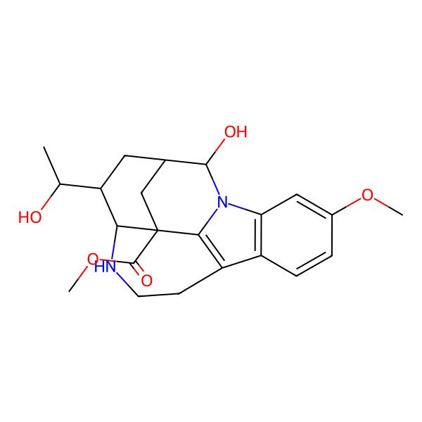 2D Structure of methyl (12S,13S,15R,17S,19S)-19-hydroxy-13-[(1S)-1-hydroxyethyl]-4-methoxy-1,11-diazapentacyclo[13.3.1.02,7.08,18.012,17]nonadeca-2(7),3,5,8(18)-tetraene-17-carboxylate
