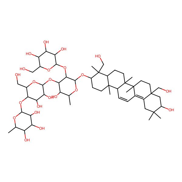 2D Structure of 2-[4,5-Dihydroxy-6-[5-hydroxy-2-[[10-hydroxy-4,8a-bis(hydroxymethyl)-4,6a,6b,11,11,14b-hexamethyl-1,2,3,4a,5,6,7,8,9,10,12,14a-dodecahydropicen-3-yl]oxy]-6-methyl-3-[3,4,5-trihydroxy-6-(hydroxymethyl)oxan-2-yl]oxyoxan-4-yl]oxy-2-(hydroxymethyl)oxan-3-yl]oxy-6-methyloxane-3,4,5-triol