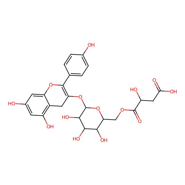 2D Structure of 4-[[6-[[5,7-dihydroxy-2-(4-hydroxyphenyl)-4H-chromen-3-yl]oxy]-3,4,5-trihydroxyoxan-2-yl]methoxy]-3-hydroxy-4-oxobutanoic acid