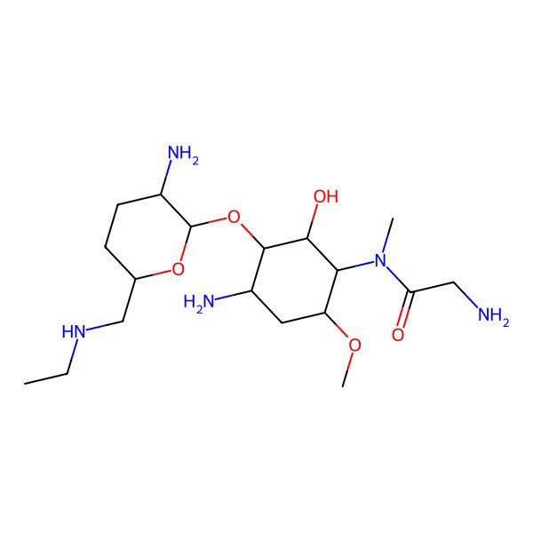 2D Structure of 2-amino-N-[4-amino-3-[3-amino-6-(ethylaminomethyl)oxan-2-yl]oxy-2-hydroxy-6-methoxycyclohexyl]-N-methylacetamide