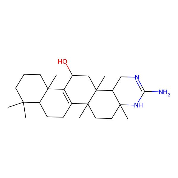 2D Structure of 7-Amino-2,5,11,15,19,19-hexamethyl-6,8-diazapentacyclo[12.8.0.02,11.05,10.015,20]docosa-1(14),7-dien-13-ol