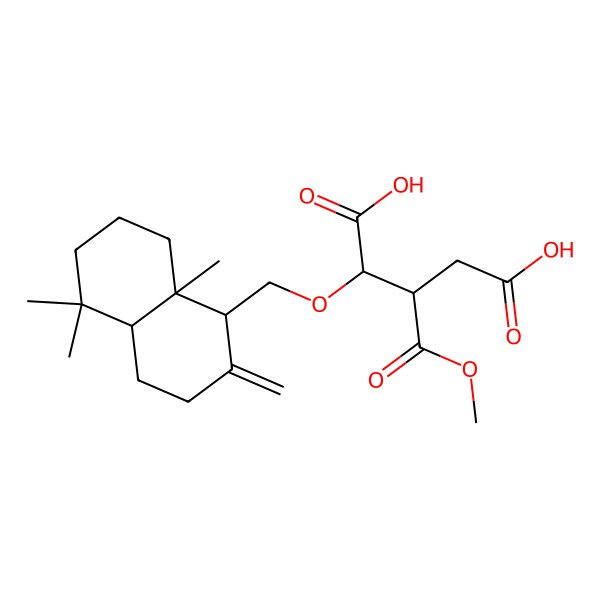2D Structure of (2R,3S)-2-[[(1S,4aS,8aS)-5,5,8a-trimethyl-2-methylidene-3,4,4a,6,7,8-hexahydro-1H-naphthalen-1-yl]methoxy]-3-methoxycarbonylpentanedioic acid