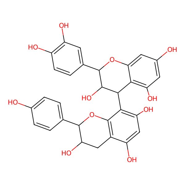 2D Structure of 3,3',4',5,7-Pentahydroxyflavan(4->8)-3,4',5,7-tetrahydroxyflavan