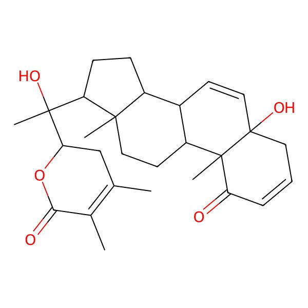 2D Structure of 2-[1-hydroxy-1-(5-hydroxy-10,13-dimethyl-1-oxo-8,9,11,12,14,15,16,17-octahydro-4H-cyclopenta[a]phenanthren-17-yl)ethyl]-4,5-dimethyl-2,3-dihydropyran-6-one