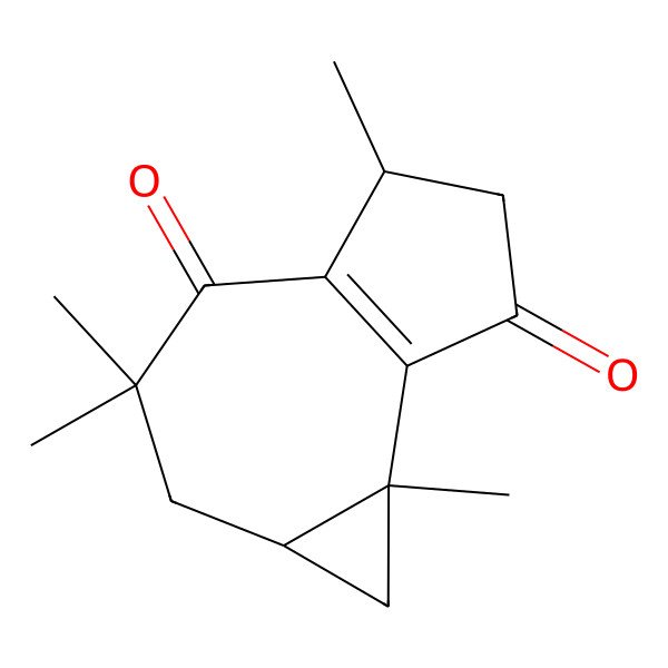 2D Structure of 3,3,5,7b-tetramethyl-1a,2,5,6-tetrahydro-1H-cyclopropa[h]azulene-4,7-dione