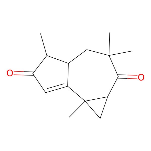 2D Structure of 3,3,5,7b-tetramethyl-1a,4,4a,5-tetrahydro-1H-cyclopropa[e]azulene-2,6-dione