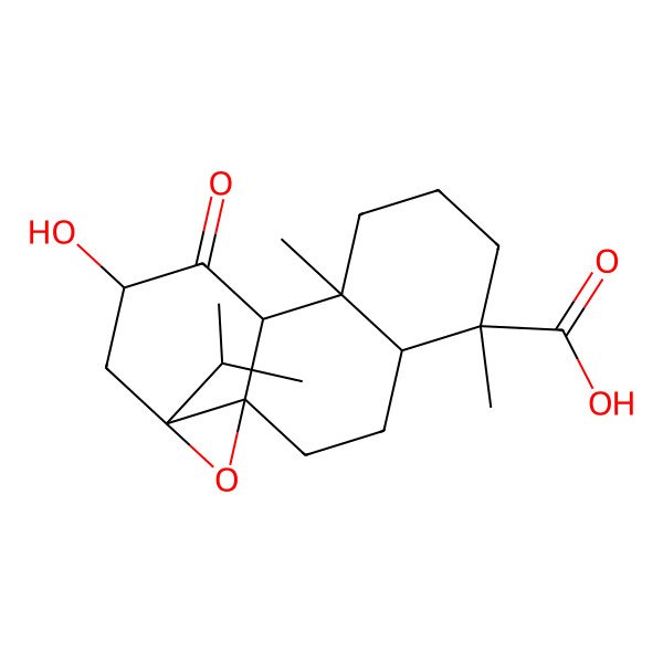 2D Structure of 12-Hydroxy-5,9-dimethyl-11-oxo-14-propan-2-yl-15-oxatetracyclo[8.5.0.01,14.04,9]pentadecane-5-carboxylic acid